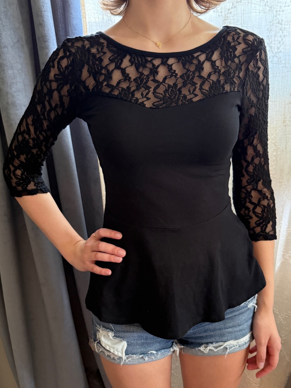 Express Peplum Black Shirt Size Small